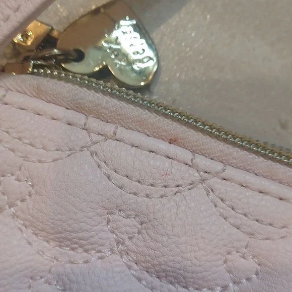 Betsey Johnson Pink Heart Design Quilted Clutch - Picture 7 of 8